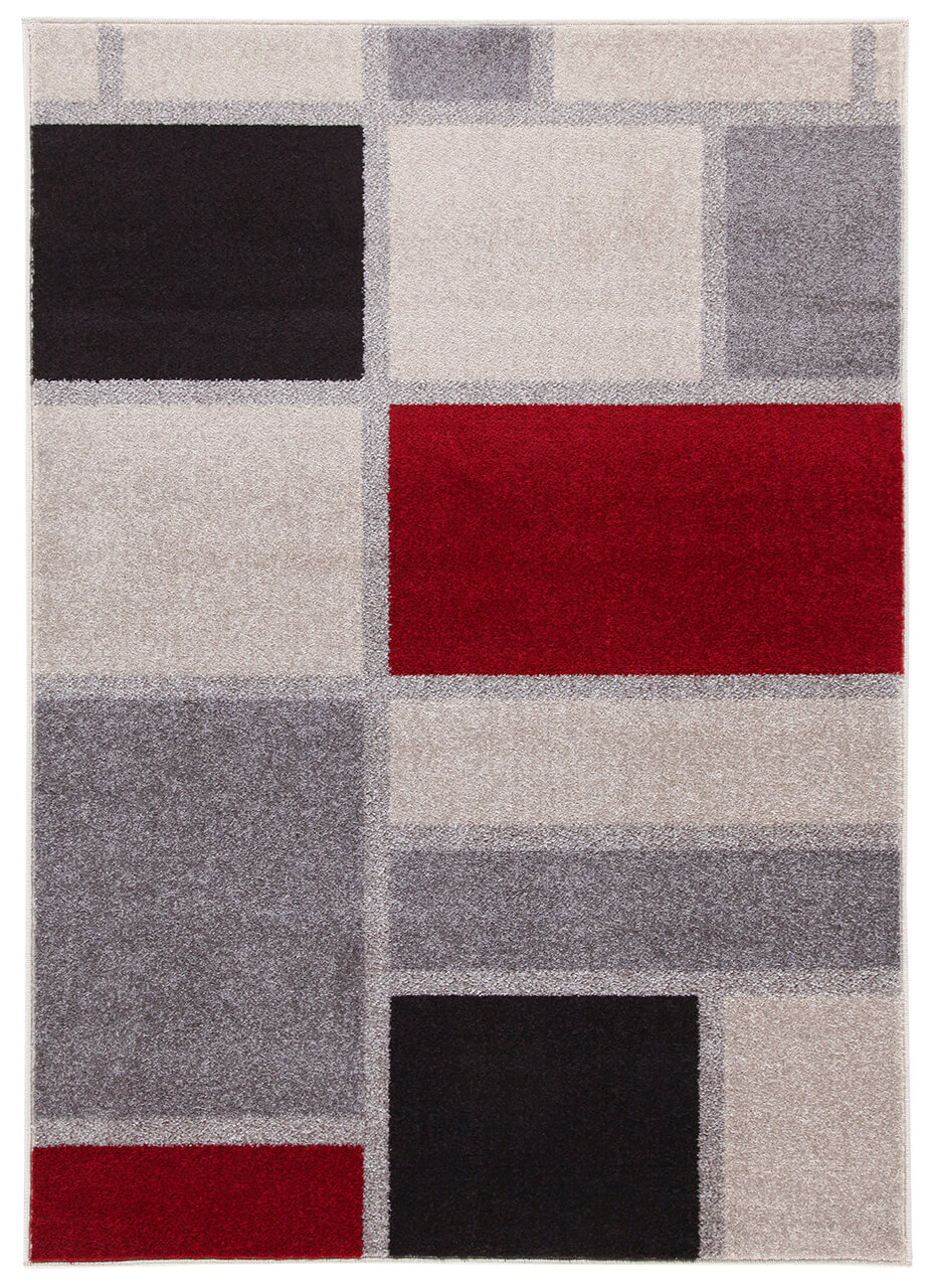 MUL439 tappeto design moderno rettangolare colorato rosso grigio