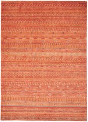 Modern Afghan Hand-Knotted Rug 221x156 Z478855 27 Modern hand-knotted Afghan wool rug, 221x156 cm, terracotta color with geometric motifs.
